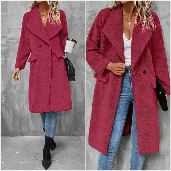 Cozy Wide Collar Teddy Oversized Jacket Coat - Picture 3 of 8